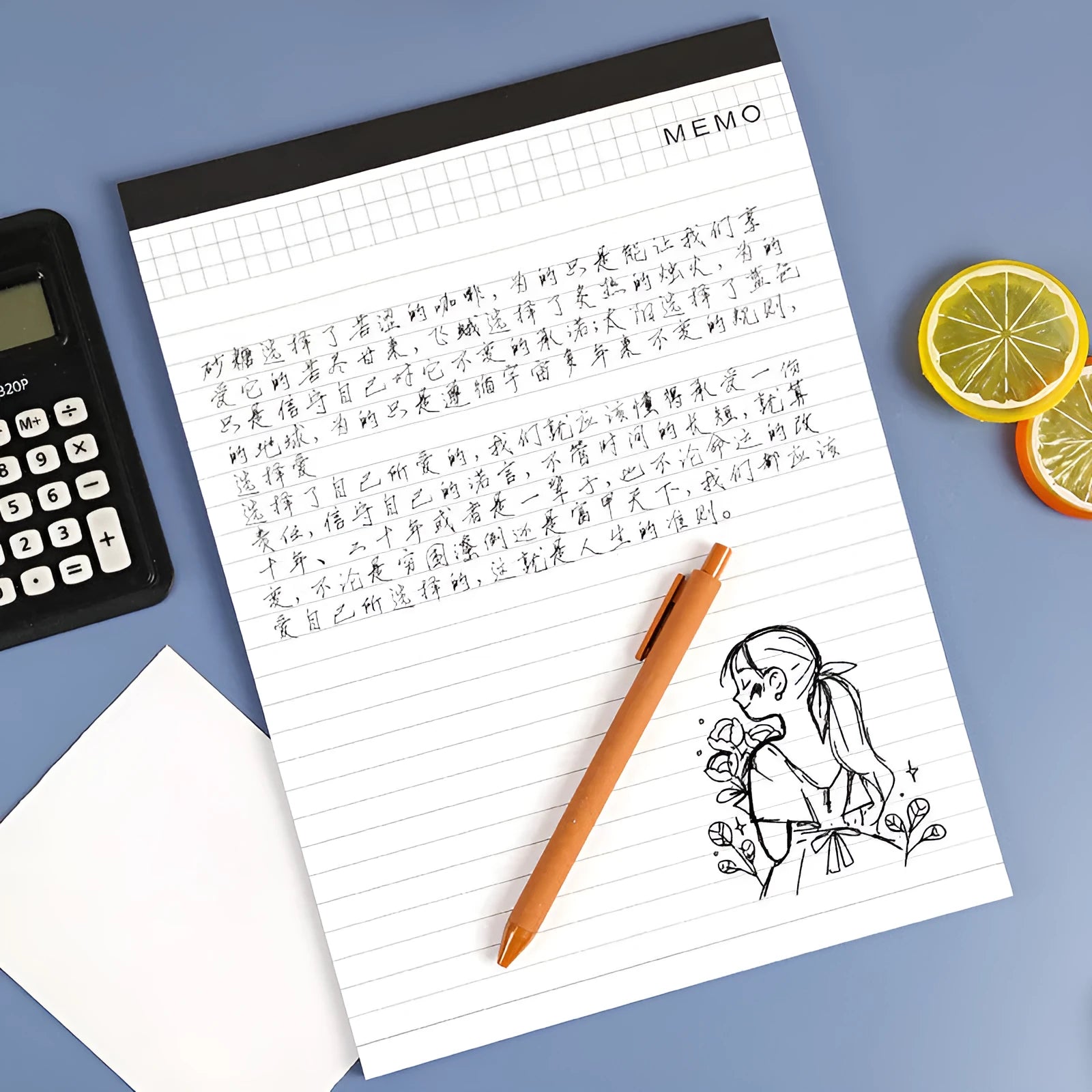 A4 tearable notebook with grid design cover and wireless adhesive binding for meeting minutes