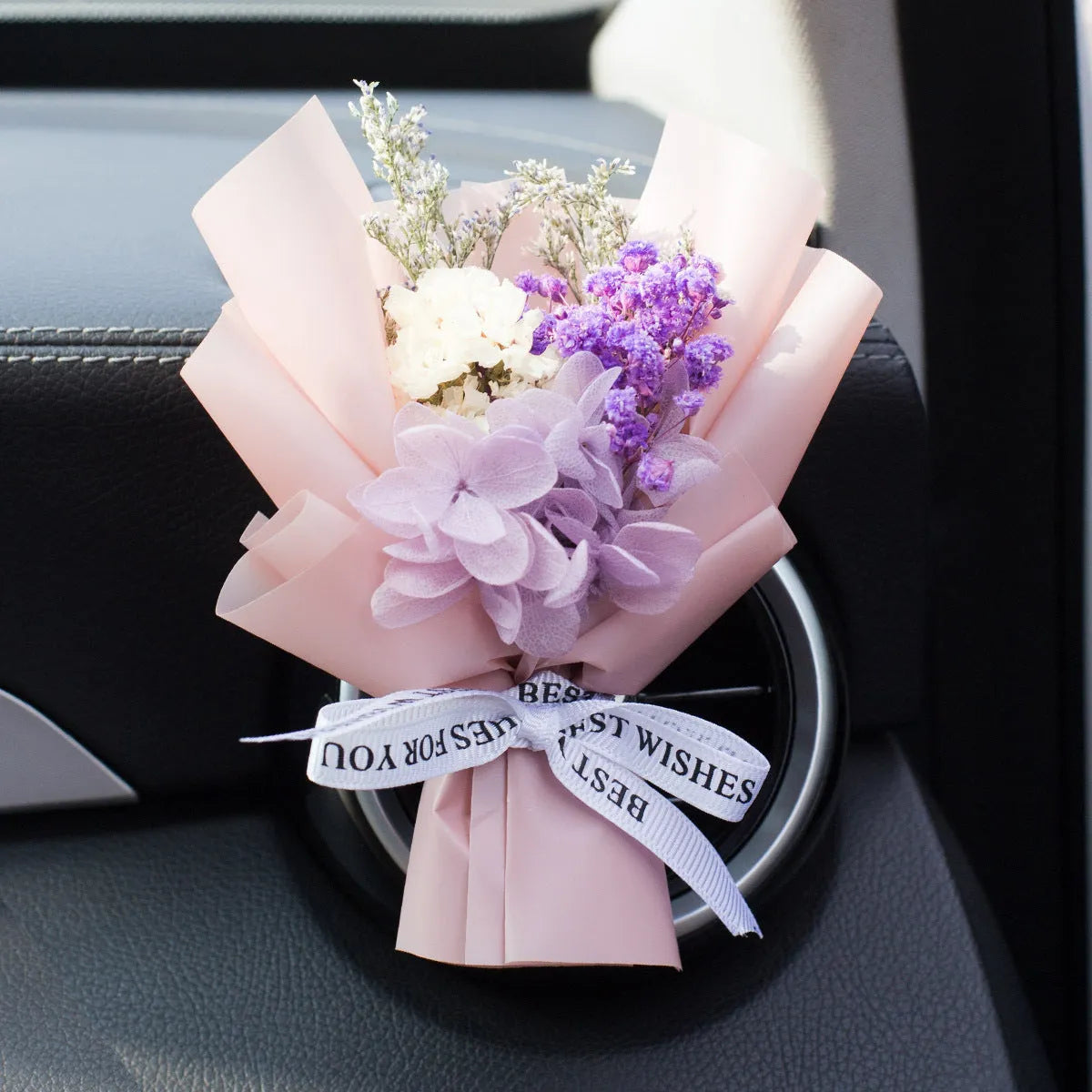 Handmade dried flower bouquet car air vent perfume ornament with fragrant slice