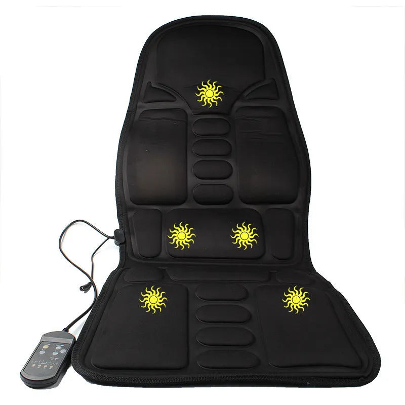 Black electric heating massage mat with infrared physiotherapy function and adjustable speed control