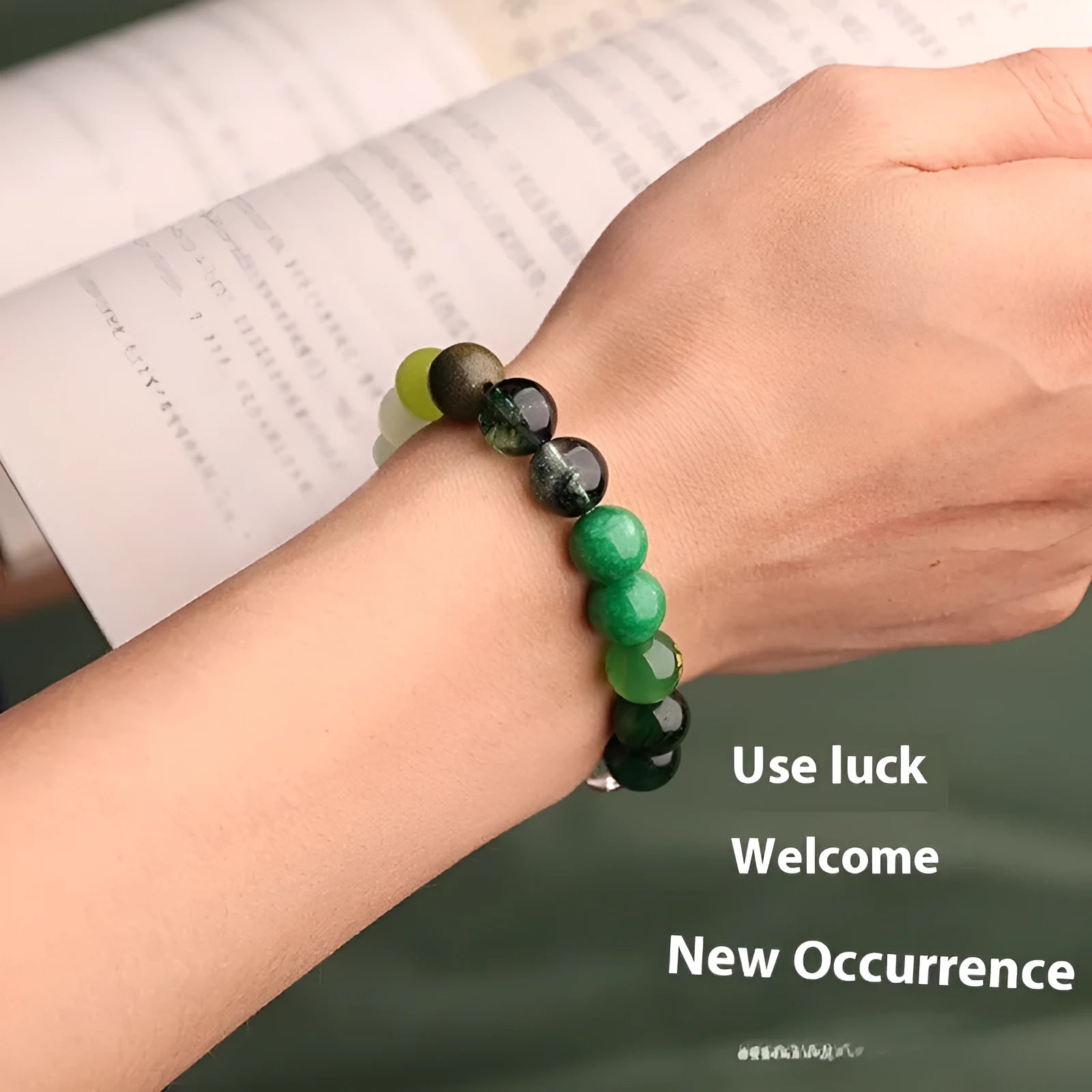 Natural crystal agate balance bracelet with traditional Chinese symbols in five elemental colours