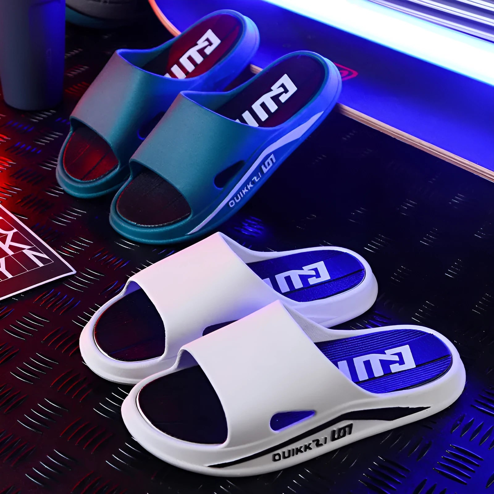 Summer cool PVC flip flops for men and women in green and black colour, soft sole outdoor sandals