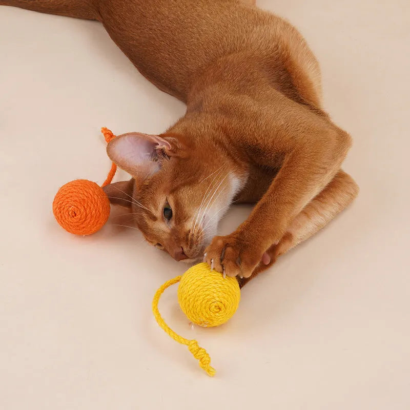 Cat toy set with teaser stick and catnip balls in blue, green, red, or yellow