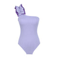 Women's single-shoulder suspender tube top one-piece swimsuit in high-waisted polyester design