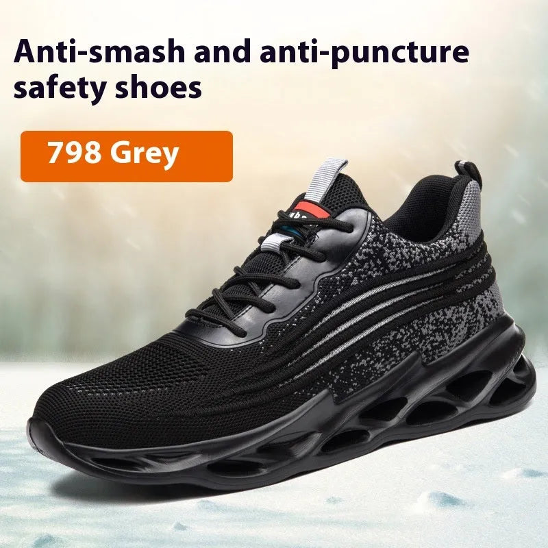 Lightweight leather safety work shoes with anti-smashing and puncture protection in multiple colour options