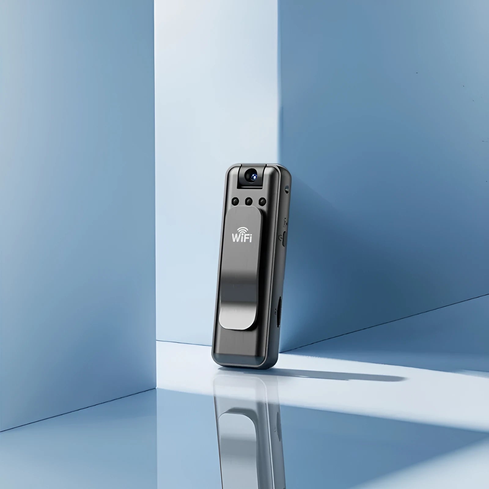 Black USB conference camera with Type-C cable on desktop