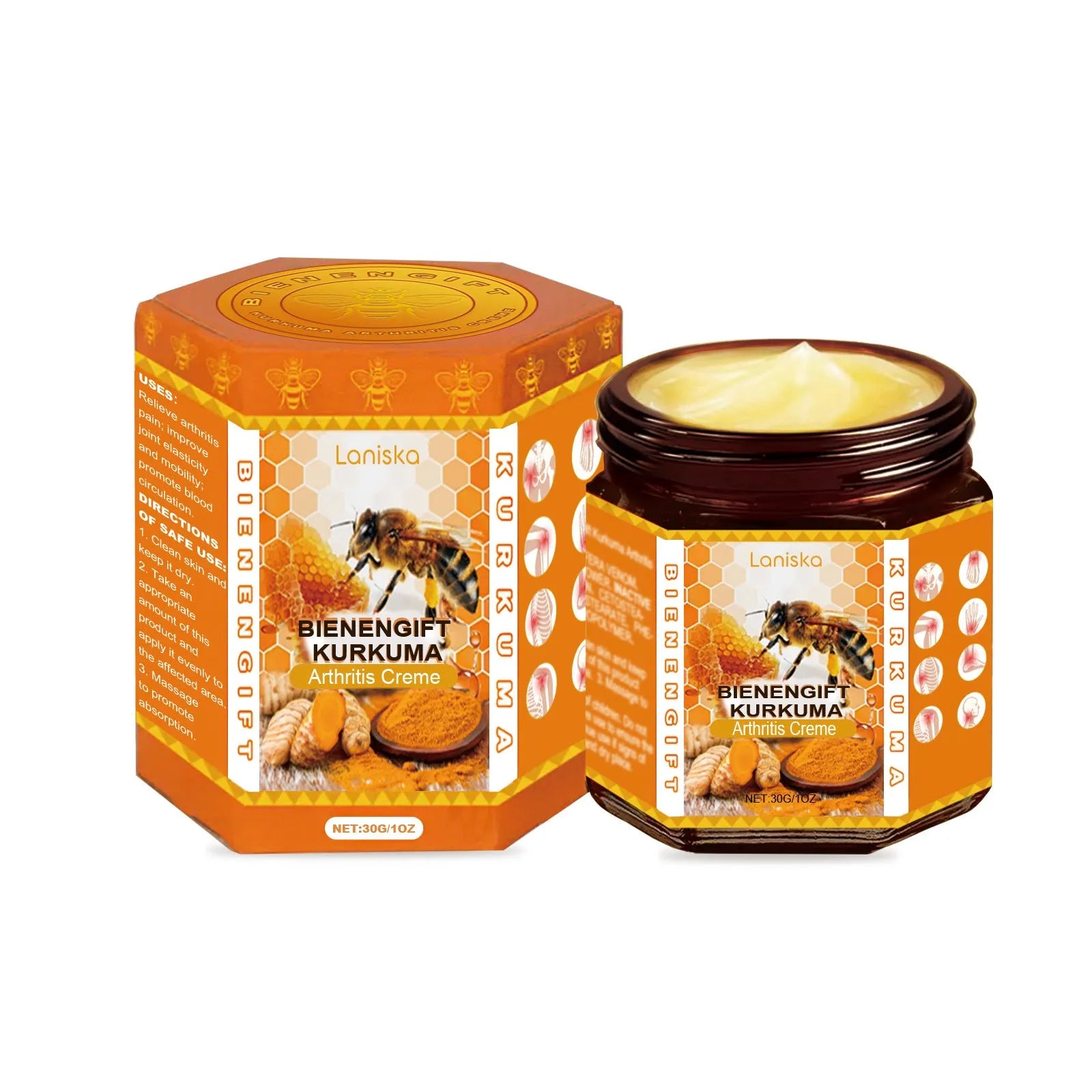 30g turmeric joint soothing cream with bee venom ginger arnica extract