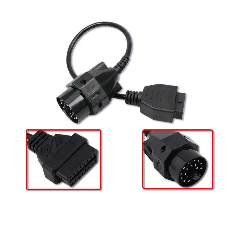 BMW OBD2 diagnostic cable adapter with 20-pin male plug and 16-pin female socket