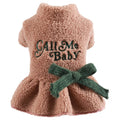 Pink and dark blue letter print fleece skirt for dogs with elastic waistband