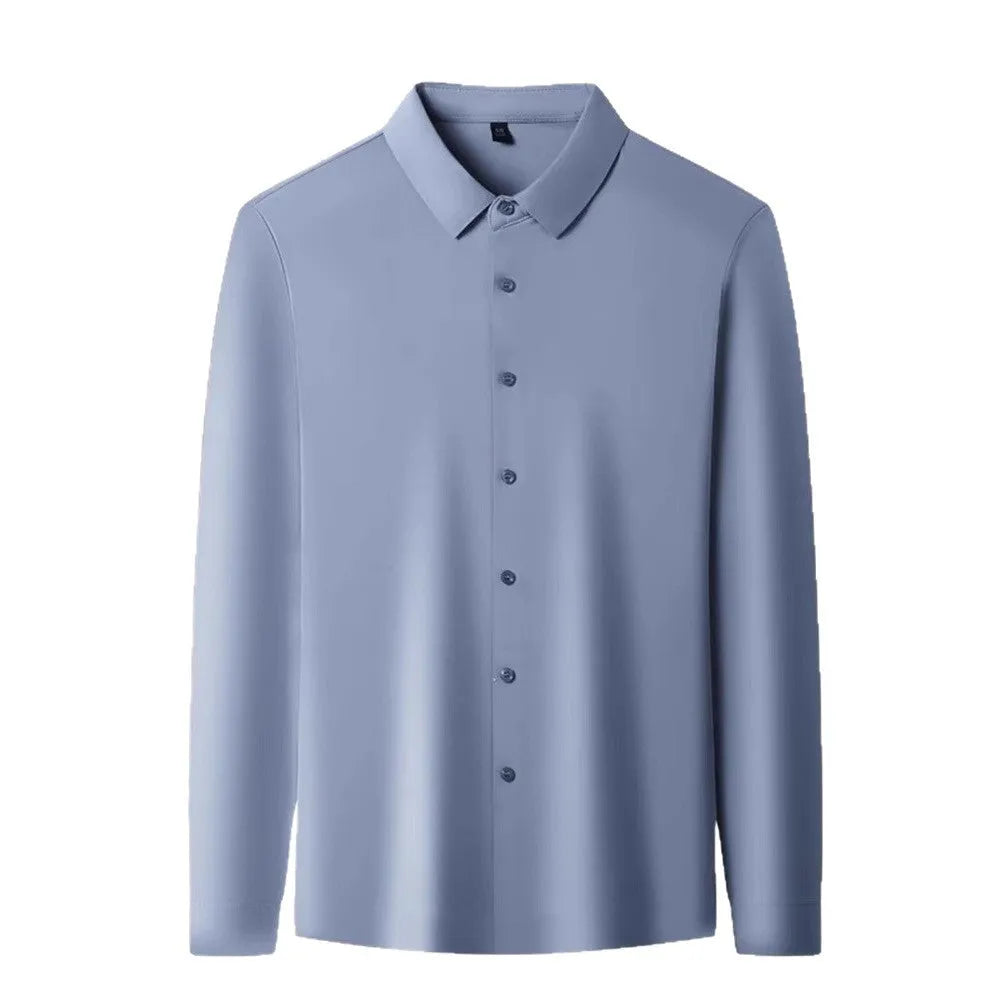 Seamless elastic long sleeve shirt in cardigan style available in multiple colours