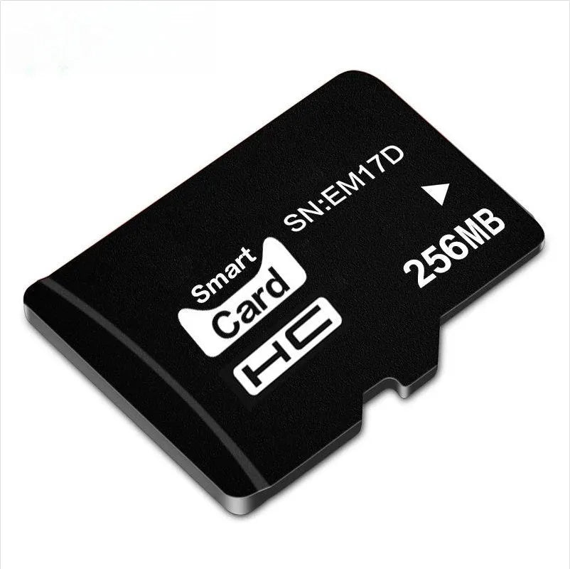 A single 256MB TF series memory card on a white background, showing its compact size.