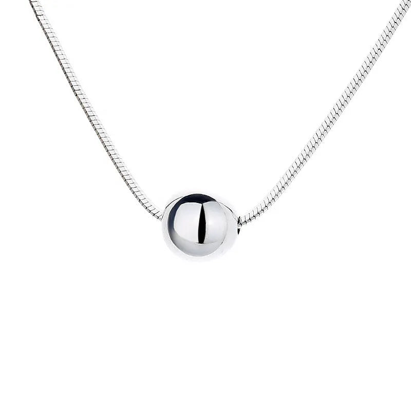 Sterling silver clavicle chain necklace with small ball pendant on delicate chain