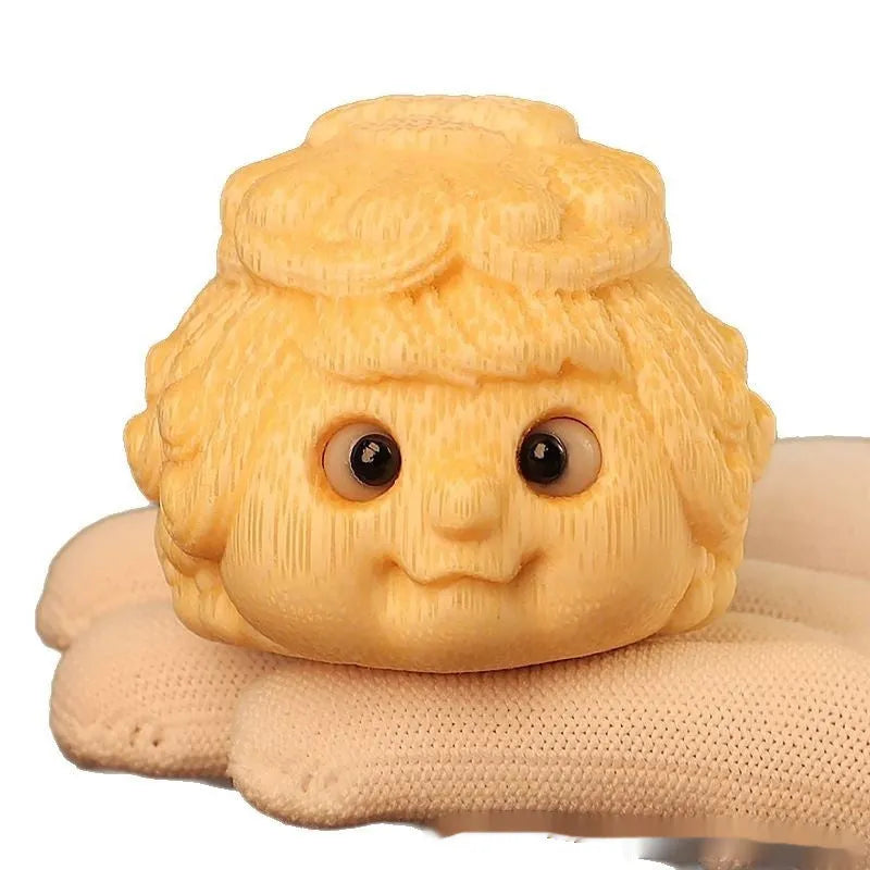 Golden toad princess bamboo carving ornament in cute style for household decoration