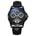 Men's waterproof automatic watch with luminous hands on a stainless steel bracelet.