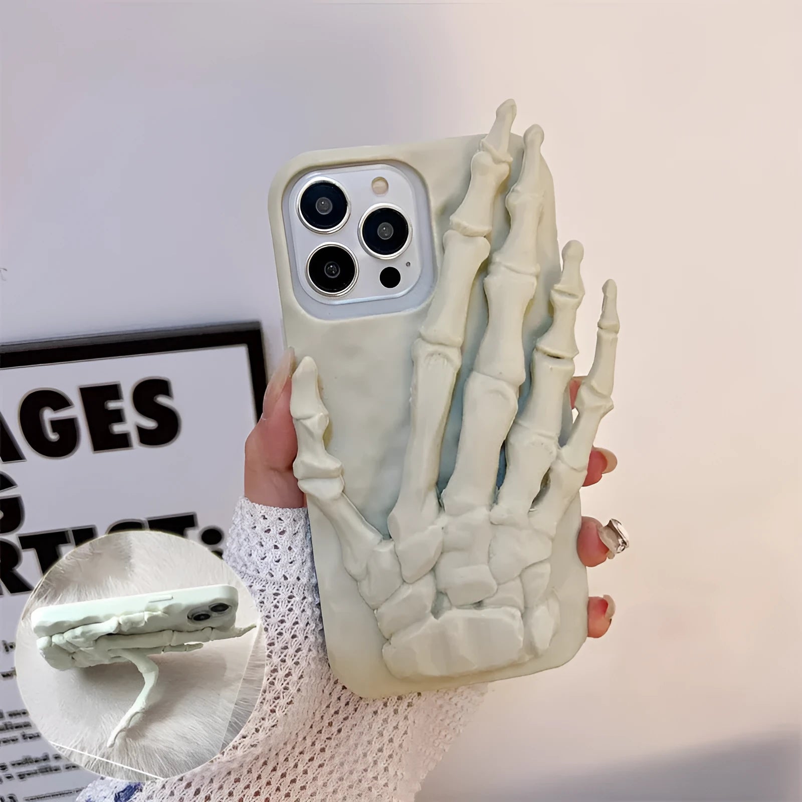 Skull hand bone three-dimensional relief silicone phone case for Apple iPhone