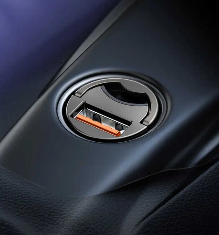 Baseus grey single port 30W PPS fast car charger with 1 metre USB cable