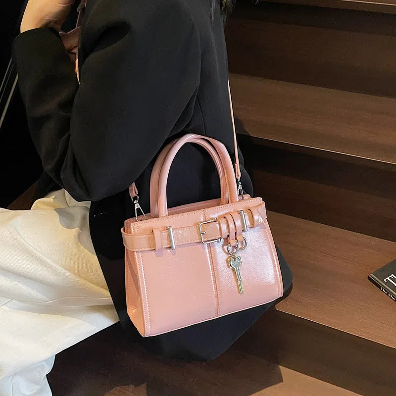 Women's PU crossbody bag in horizontal rectangle shape with three shoulder straps and phone pocket, 23x9x17cm