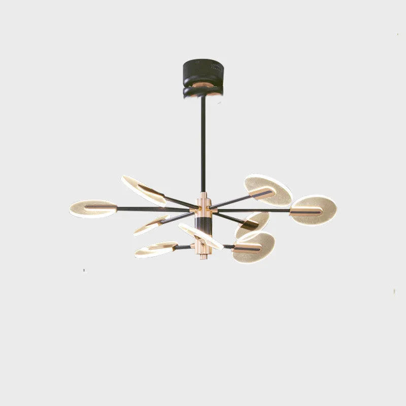 Nordic iron LED pendant chandelier with acrylic elements in 6, 9, or 12-head configurations