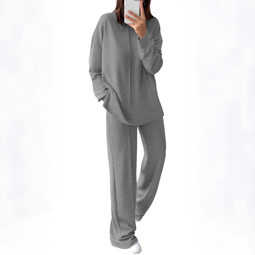 Women's army green polyester jogging suit set with long sleeves, shown as a matching top and trousers.