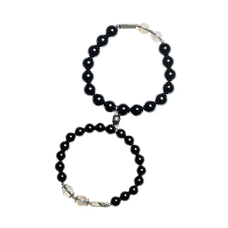 Obsidian Buddha beads couple bracelet DIY set with 8mm and 10mm beads in national style