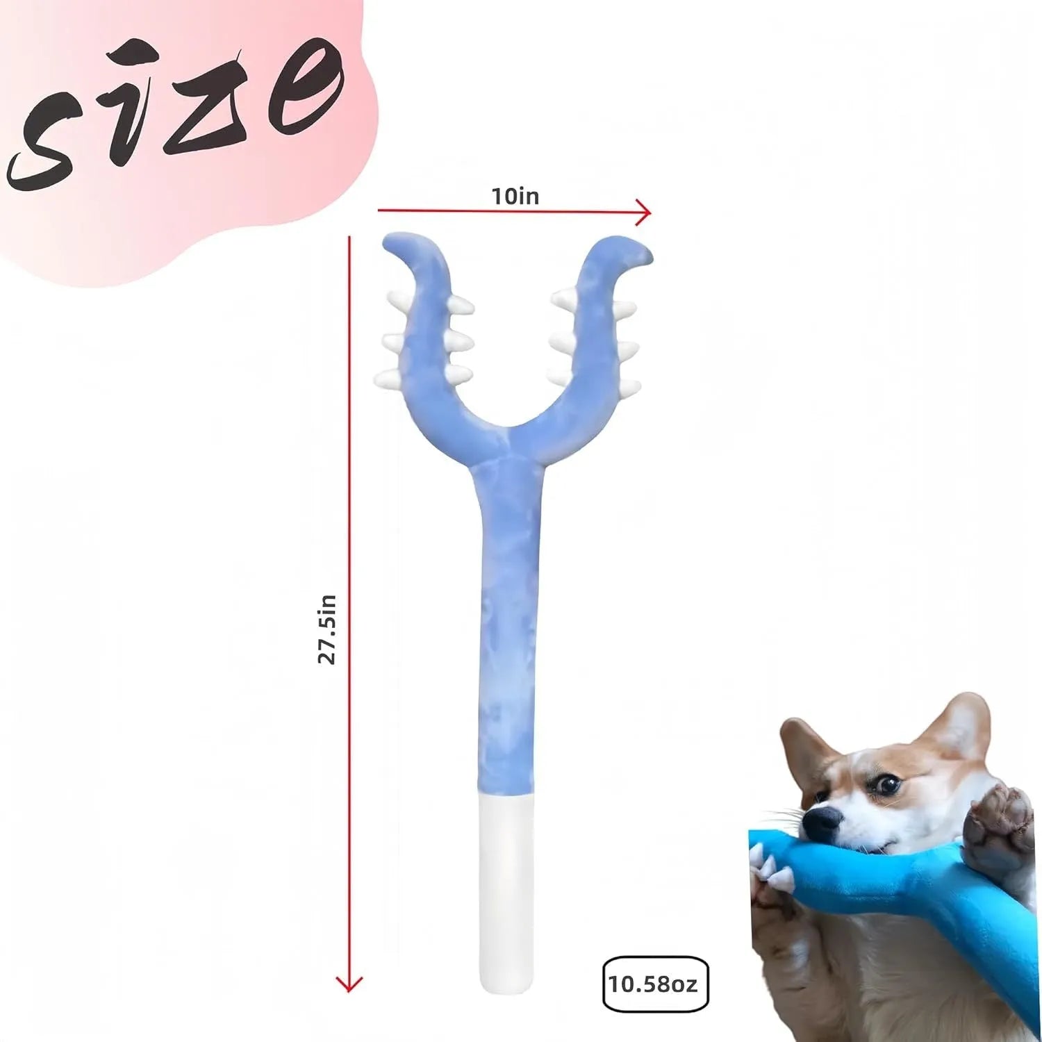 70cm blue plush cat wand toy with foam-filled front section for interactive pet play