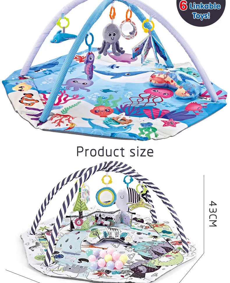 Baby ocean ball fence fitness frame fabric hexagon in ocean blue colour on a floor