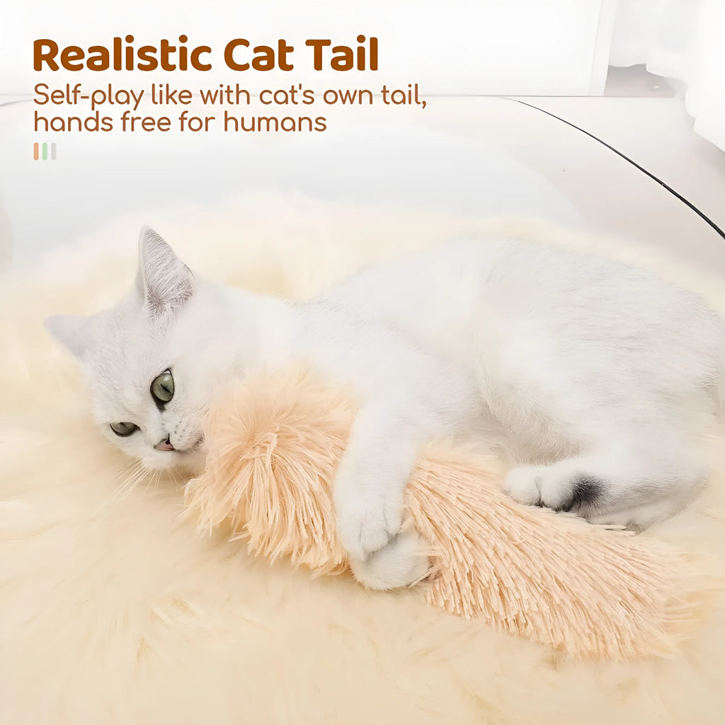 Soft blue plush cat toy pillow measuring 27 by 10 centimetres.