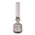 White silver cylindrical Bluetooth speaker night light with candlelight LED glow.