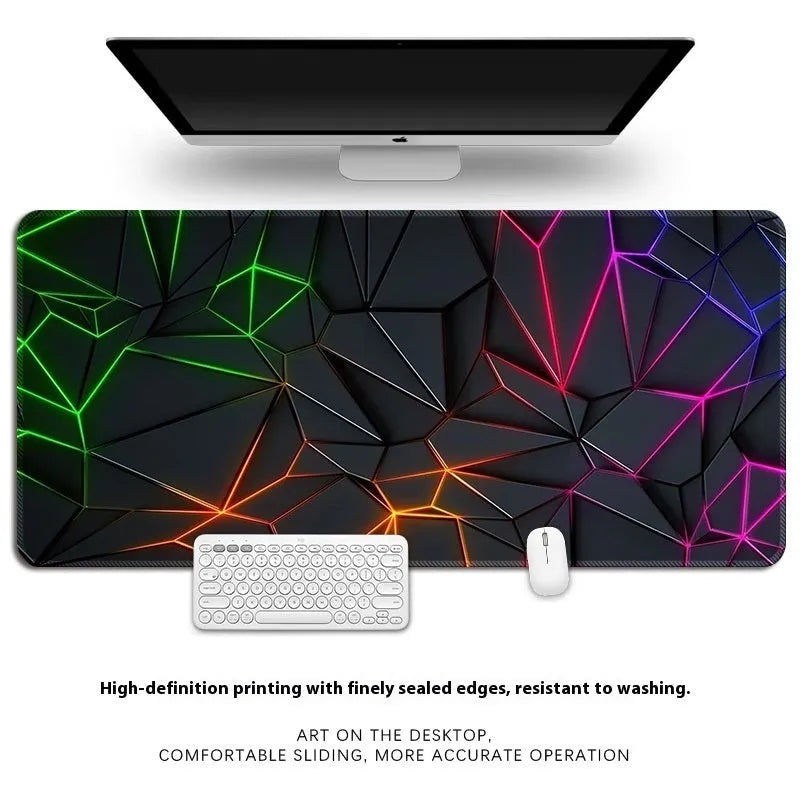 Thickened overlock natural rubber desk mat for keyboard and mouse with thermal transfer pattern.