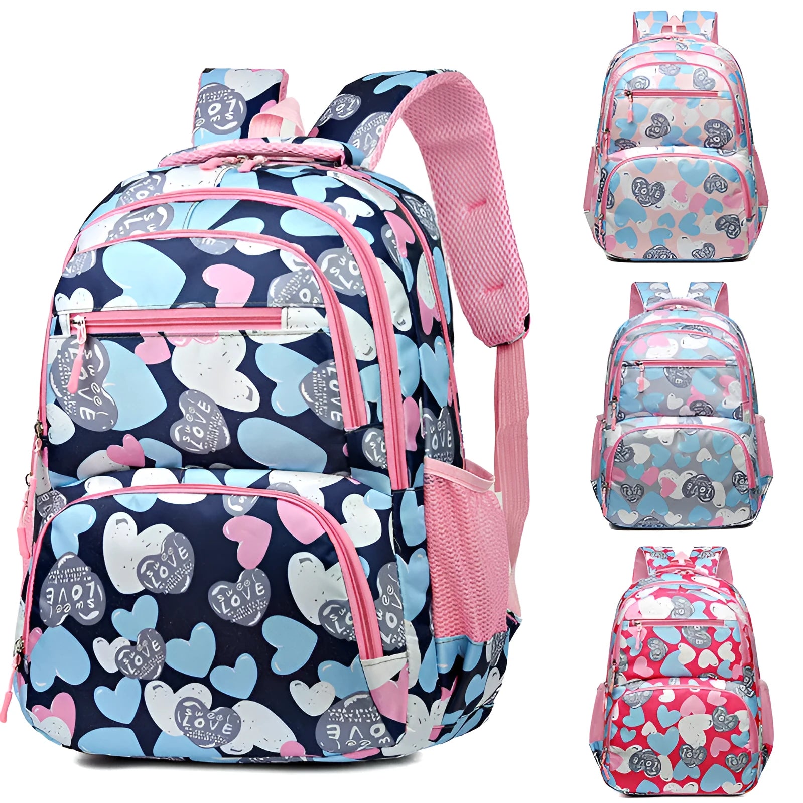 Blue school backpack with air pillow belt system and Oxford cloth construction showing large capacity design