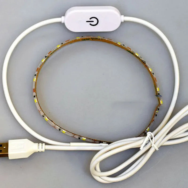 Photon Lighting flexible USB LED light strip with touch control on a white background.