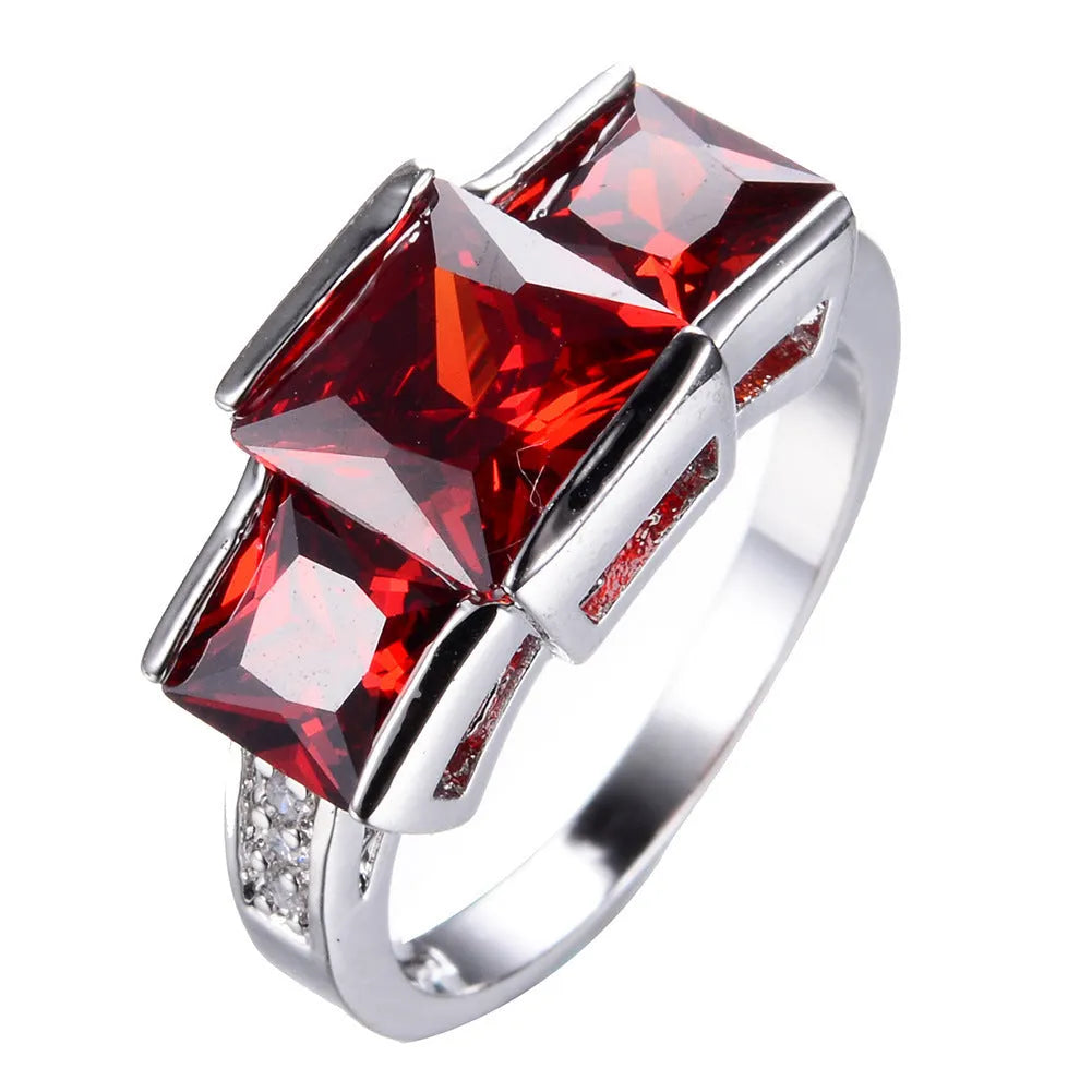 A colourful electroplated copper women's ring with a geometric design, shown in multiple colour options.