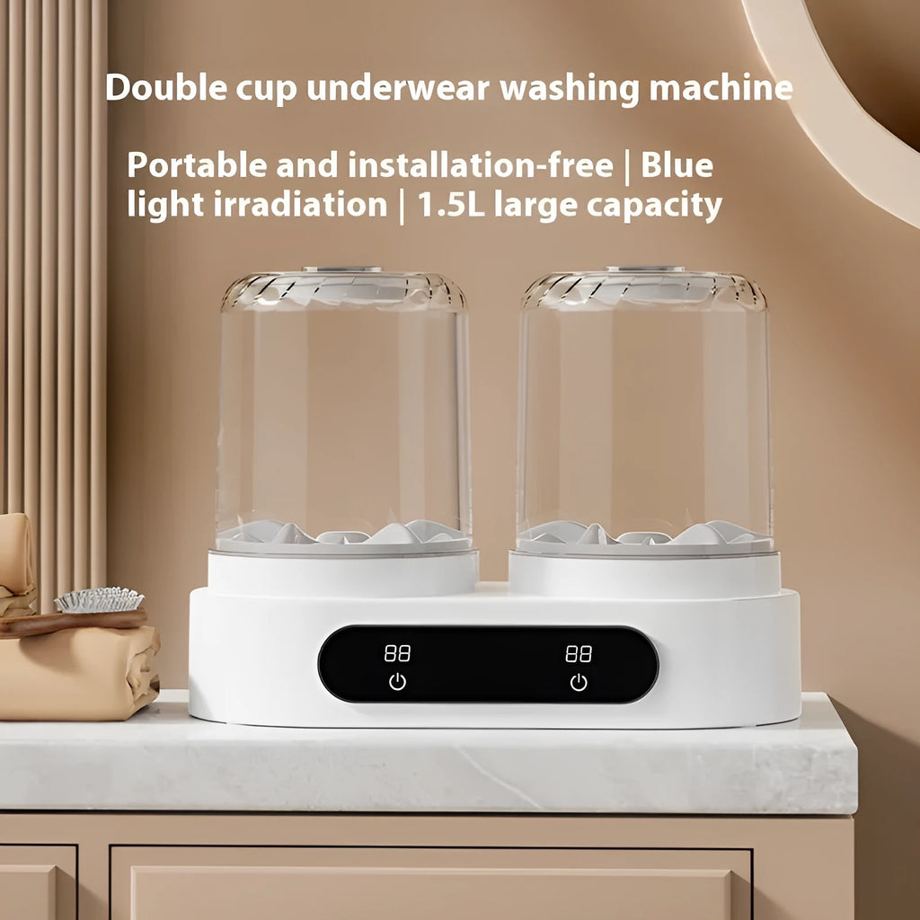 White double bucket portable mini USB washing machine for underwear