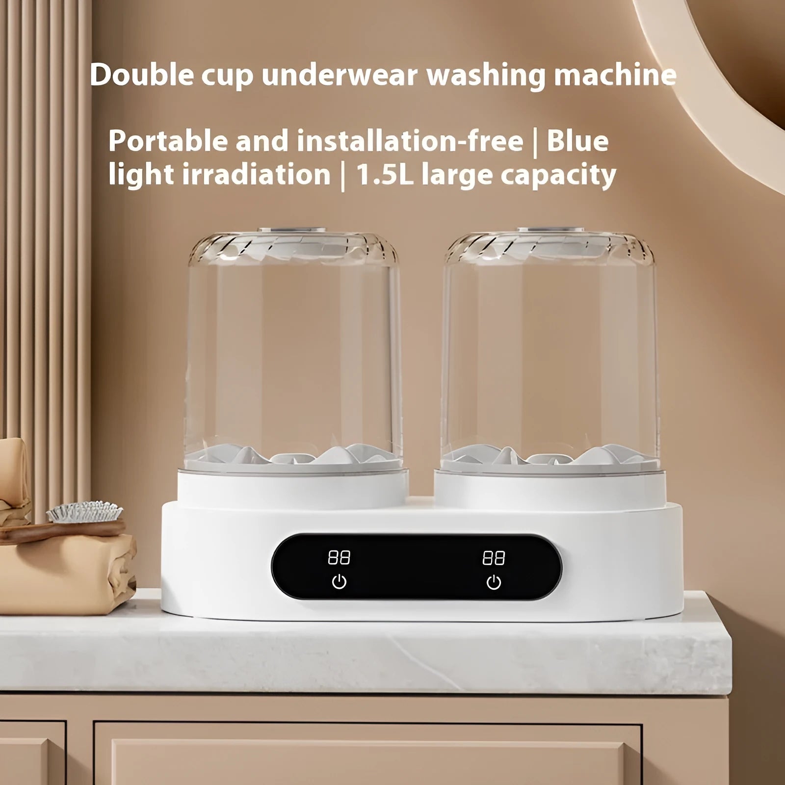 White double bucket portable mini USB washing machine for underwear