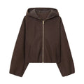 Women's PU Hooded Jacket Casual Coat with Zipper Closure Long Sleeve Unisex Style Japanese Korean Collage Stitching Medium Thickness Jacket Coat Available in S M L XS Picture Color