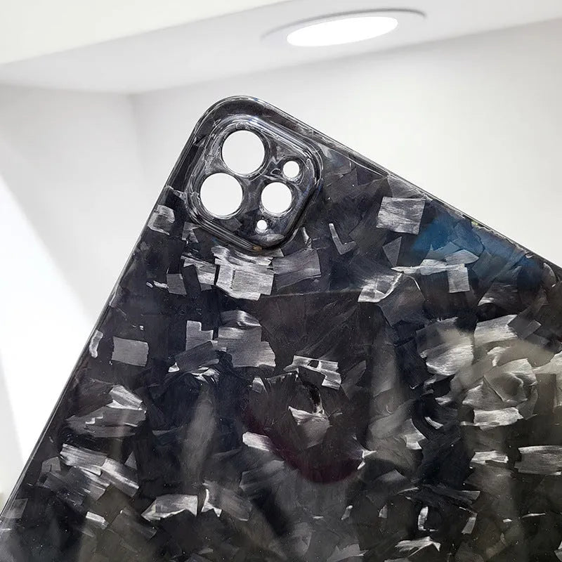 Carbon fibre hard protective case for Apple iPad Pro 11 showing 3K weave texture