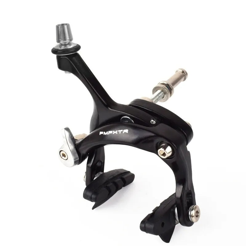 Road bicycle dual-axis brake caliper upgrade kit with U-shaped clamp in black or silver finish