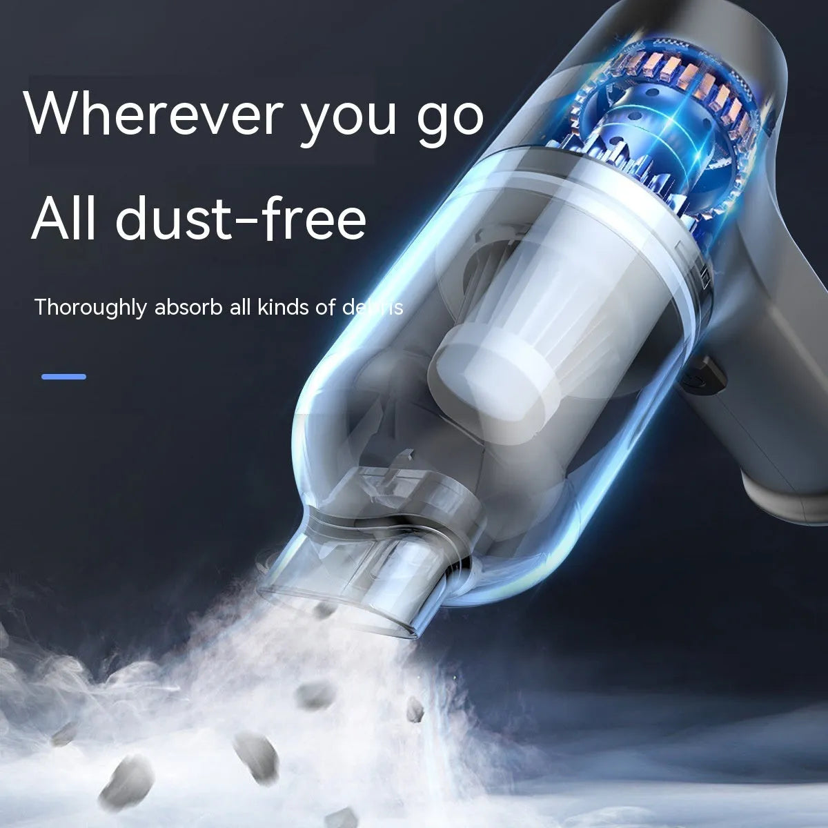 Wireless handheld car vacuum cleaner with attachments including brushes and nozzles for interior cleaning
