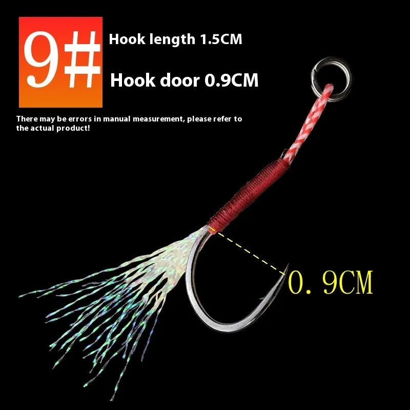 Bright wire iron plate single fishing hook shown on a white background, available in sizes from No. 9 to No. 14.