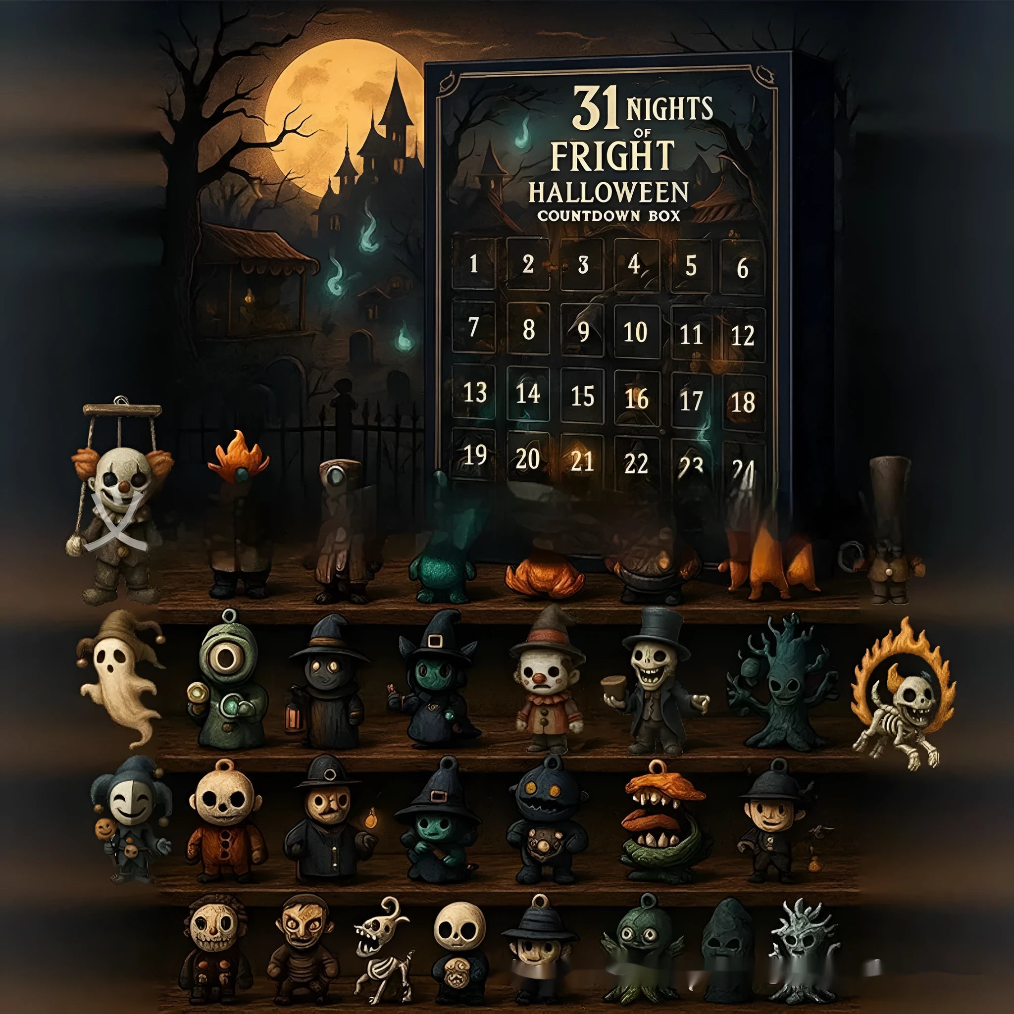 Halloween horror doll advent calendar countdown box with blind boxes