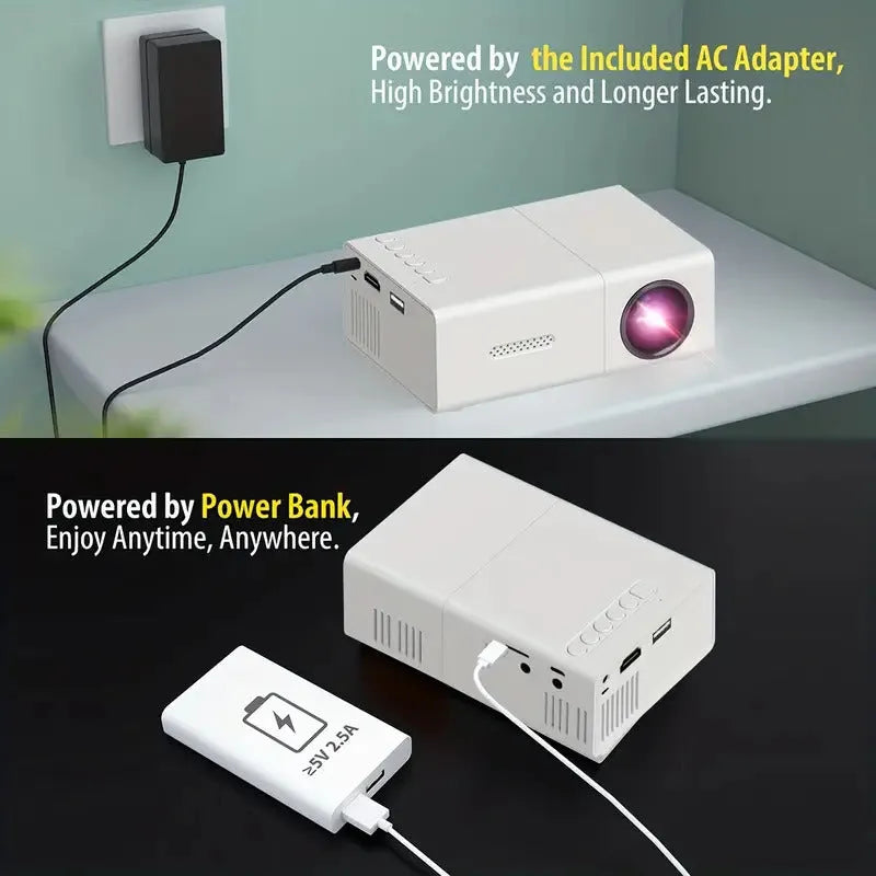 M100 Mini LED home projector in white or black colour with remote control and 100 inch projection capability