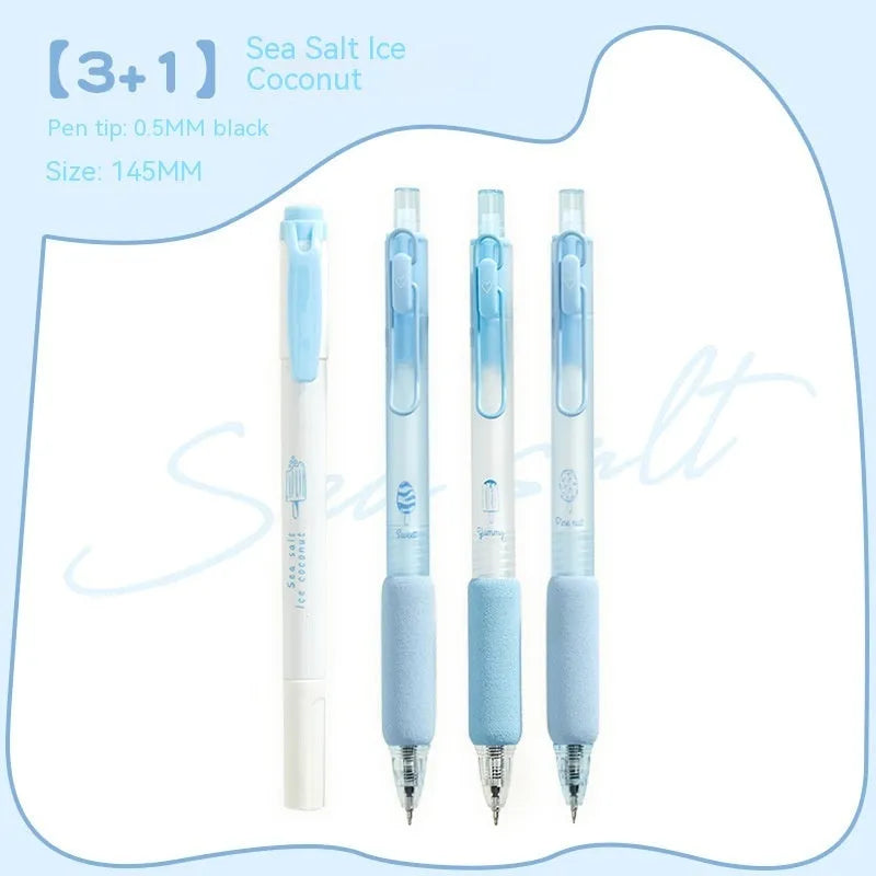 Set of four double-headed ice cream sponge press pens with 0.5mm tips for calligraphy