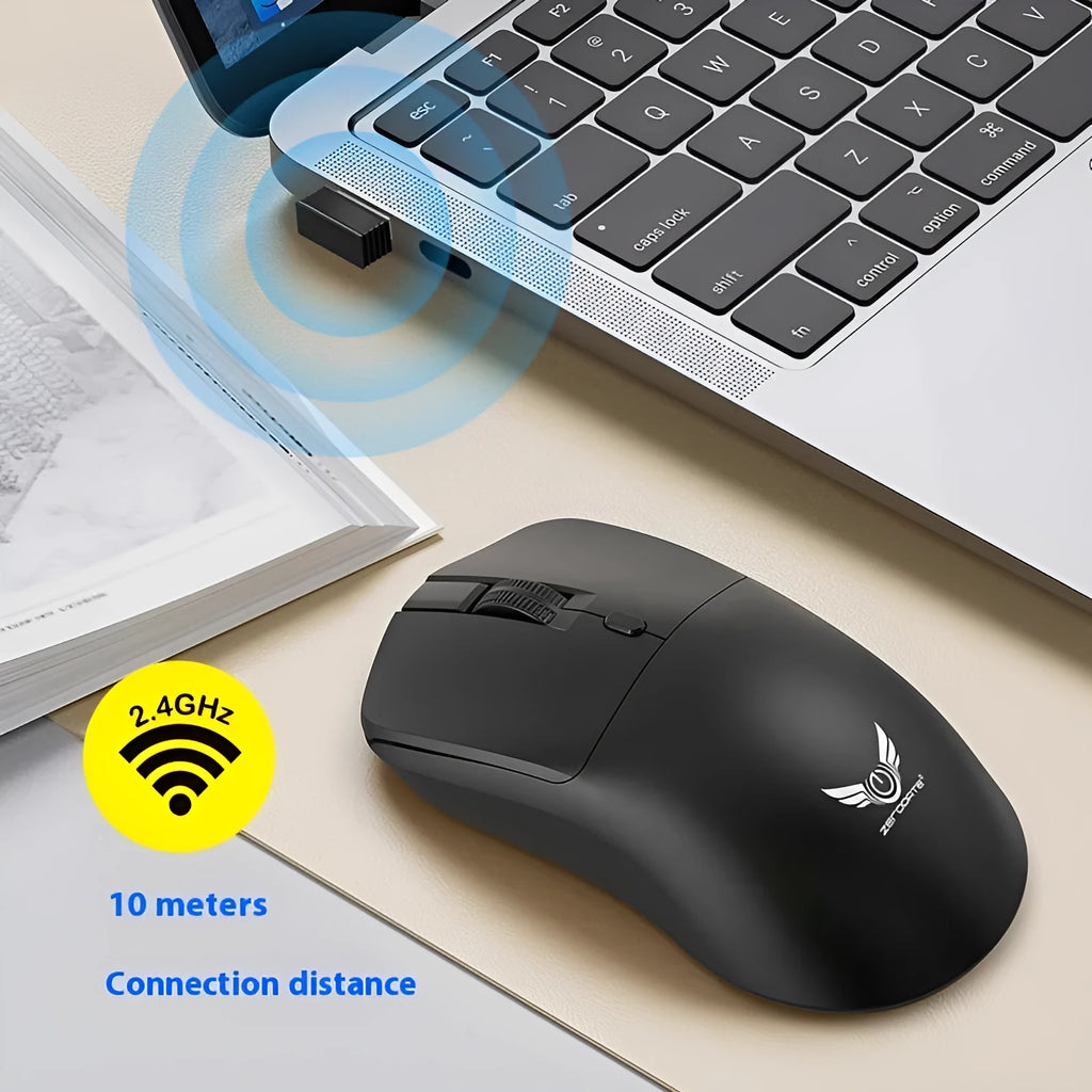Black wireless mouse with three-gear audio button for laptop volume control