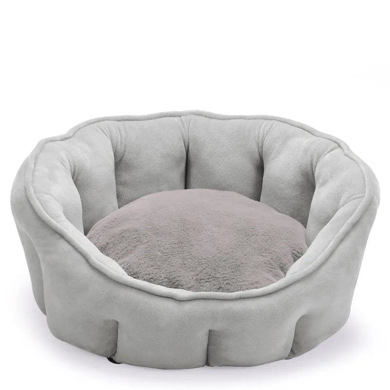Plush thickened cat kennel mat with integrated house and hammock design in grey colour