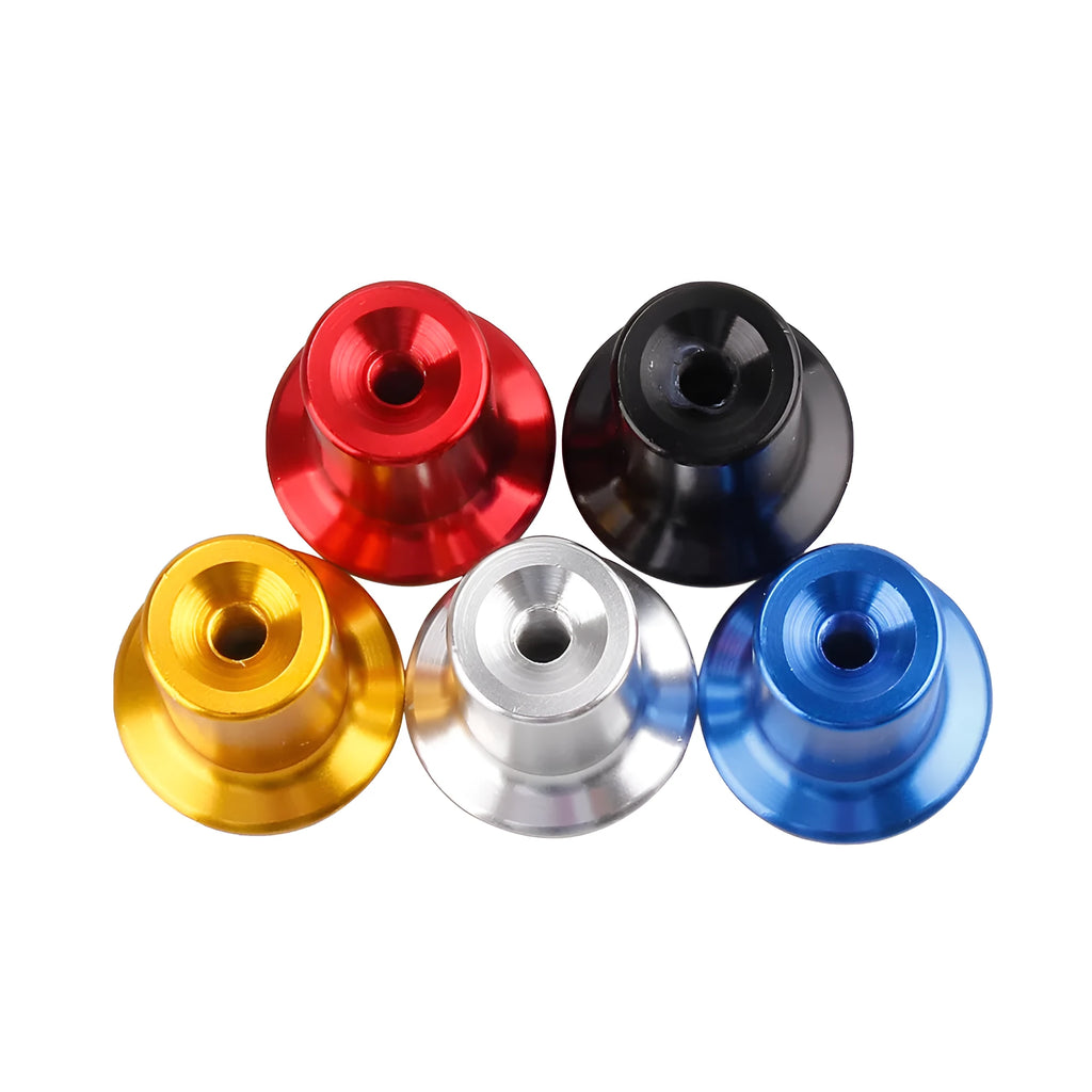 Aluminium alloy handbrake cap for car modification in gold, silver, black, blue, and red colour options.