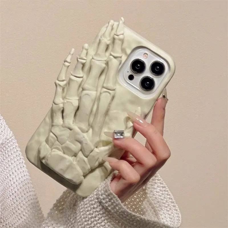 Skull hand bone three-dimensional relief silicone phone case for Apple iPhone