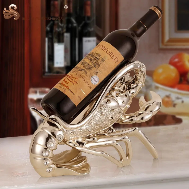 European style lobster wine rack ornament in rose gold or silver colour