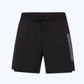 Men's white long sleeve swim top and matching double-layer swim trunks set