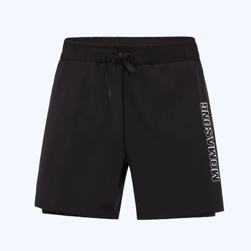 Men's white long sleeve swim top and matching double-layer swim trunks set