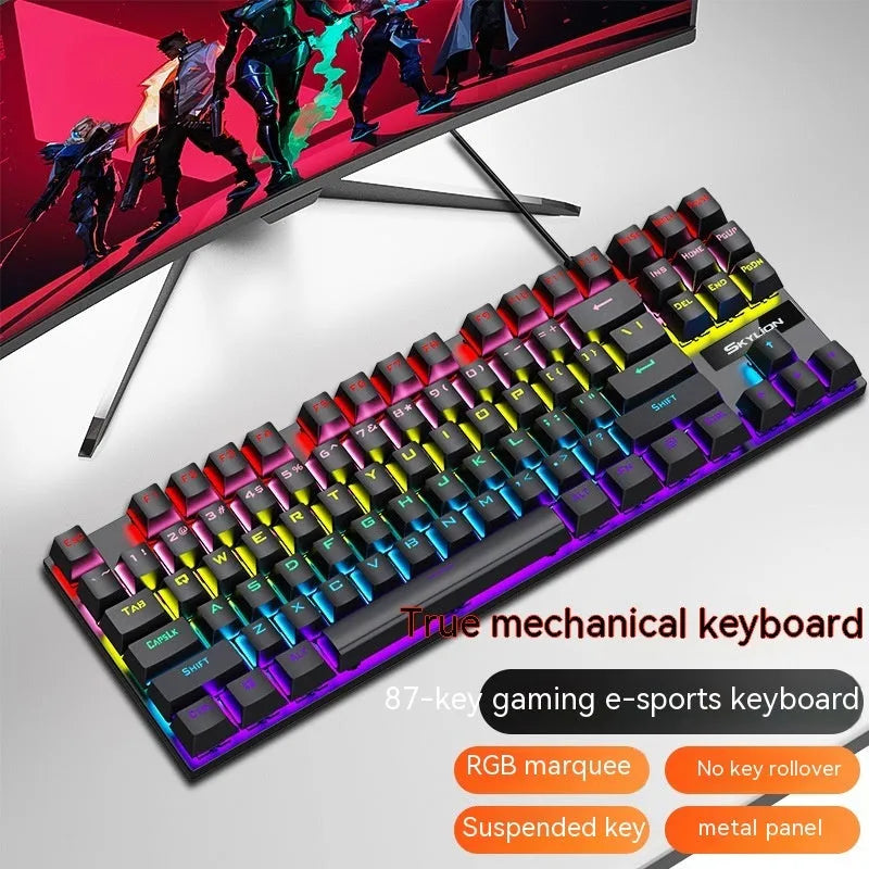 K87 mechanical keyboard with choice of green or red axis switches in compact 87-key layout with metal construction