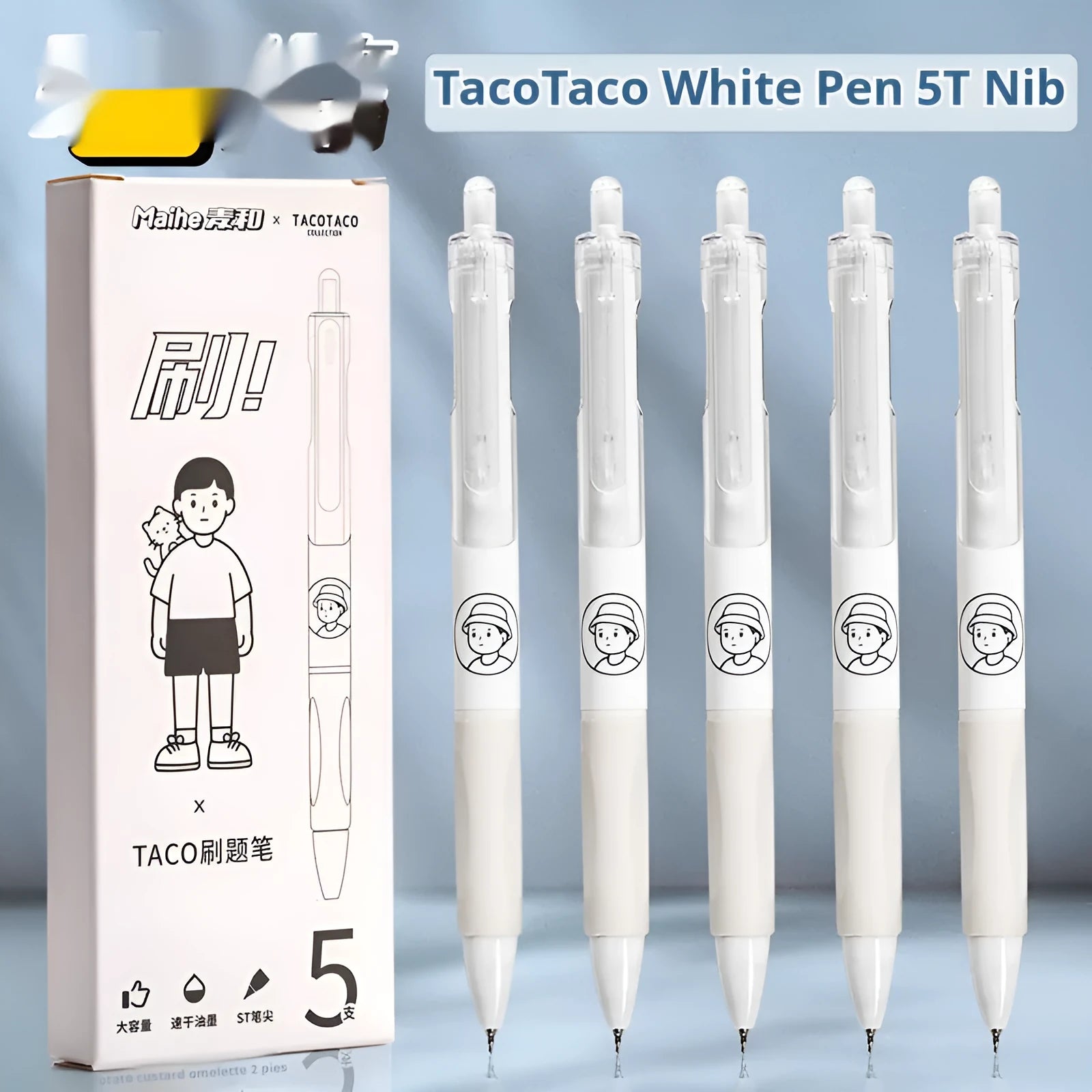 Five neutral black gel pens with 0.5mm black refills for student exams and professional writing